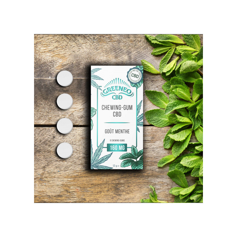 Chewing-gum CBD goût menthe 160 mg