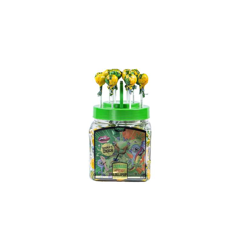 Sucettes Cannabis Energy Lollipops in a Jar