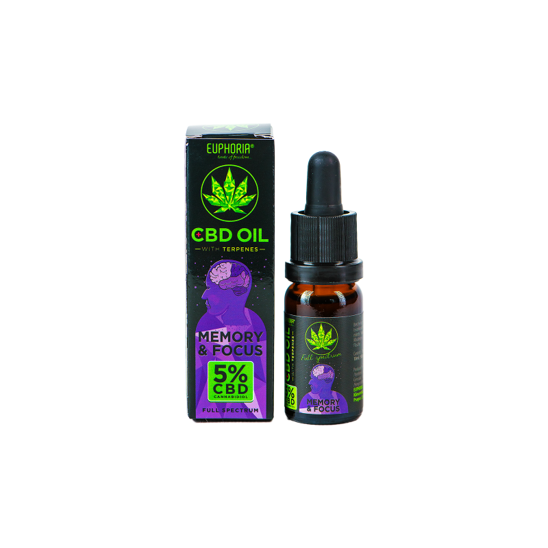 Huile de CBD 5 % avec terpènes « Memory & Focus » (EUPHORIA)