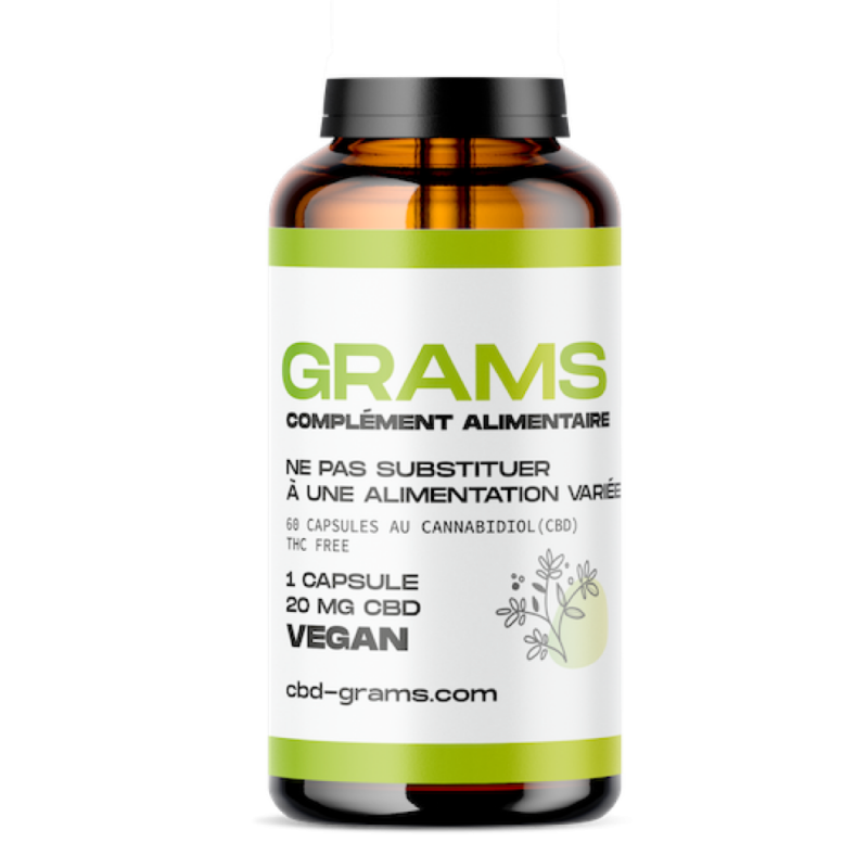 60 Gélules au CBD vegan 20 mg/gélule GRAMS