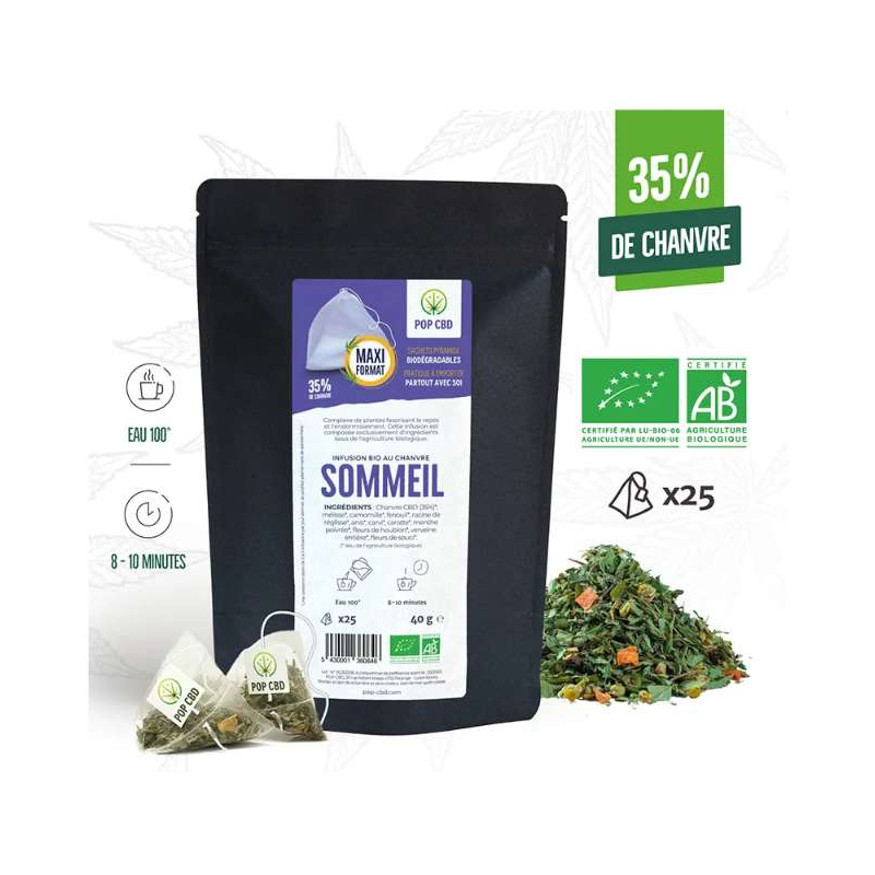 Infusion CBD : Sommeil en Sachet Pyramide (35 %)