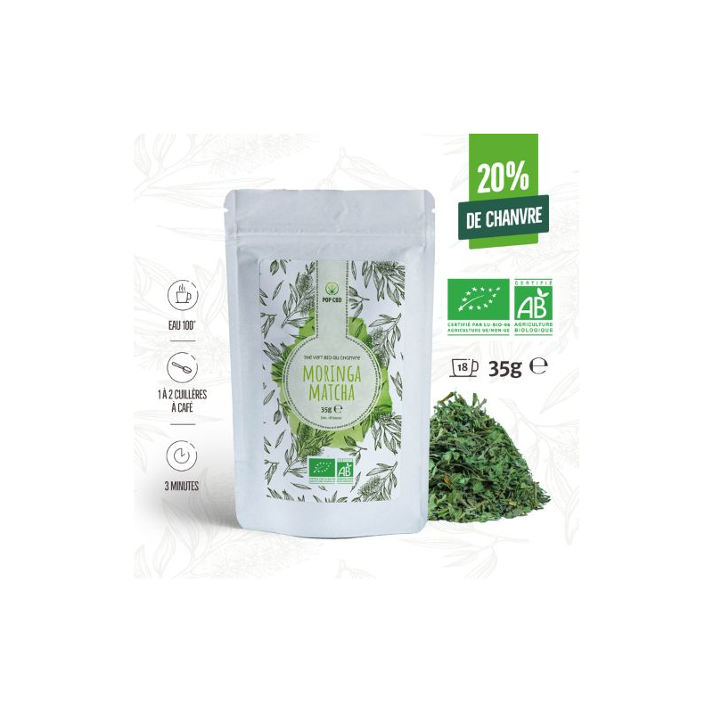 Thé bio au CBD, matcha et moringa