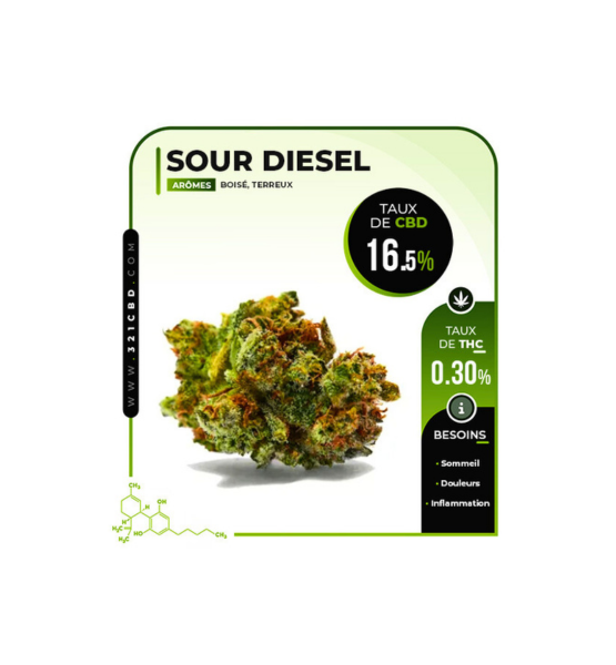 Fleur de CBD Sour Diesel Greenhouse (16,5 %)